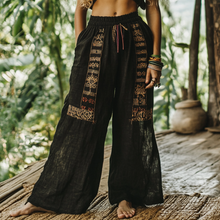 Load image into Gallery viewer, Bohemian Holiday Style Retro Linen Floral Ethnic Totem Print Casual Pants