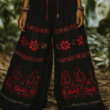 Load image into Gallery viewer, Bohemian Holiday Style Retro Linen Floral Ethnic Totem Print Casual Pants