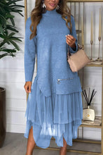Load image into Gallery viewer, Women's Casual Solid Color Mesh Patchwork Dress