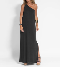 Load image into Gallery viewer, Elegant Solid Color One Shoulder Maxi Dress