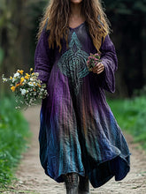 Load image into Gallery viewer, Vintage Viking Gradient Tribal Pattern Comfy Maxi Dress