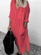 Load image into Gallery viewer, Women&#39;s Casual Pure Color Cotton Shirt Dress