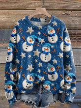 Load image into Gallery viewer, Christmas Snowman Star Winter Print Knit Pullover Sweater