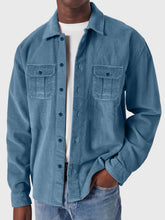 Load image into Gallery viewer, Men's Casual Corduroy Double Pocket Solid Color Long Sleeve Shirt