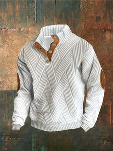 Men's Plaid Print Button Casual Sweatshirt