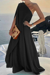 Alyse One Shoulder A-line Elegant Maxi Dress