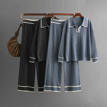 Load image into Gallery viewer, Stylish Lapel Contrast Color Casual Two-Piece Set