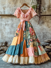 Load image into Gallery viewer, Women's Fashion Elegant Bohemian Floral Ruffle Dress 901c