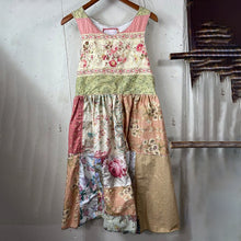 Load image into Gallery viewer, Vintage Floral Patchwork Fiber Art Linen Tank Dress 0180