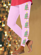 Load image into Gallery viewer, Women's Colorful Oil Painting Christmas Tree Print Leggings