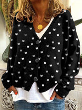 Load image into Gallery viewer, Cute Little Kitty Pattern Cozy Button Cardigan