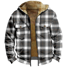 Load image into Gallery viewer, Vintage Plaid Print Pocket Fleece Hoodie Jacket