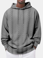Load image into Gallery viewer, Men's Autumn Casual Solid Color Jacquard Comfortable Hooded Long-sleeved Sweatshirt