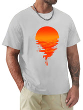 Load image into Gallery viewer, Men's Hawaiian Sunset Print Solid Color Short Sleeve T-Shirt