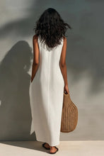 Load image into Gallery viewer, Women's Minimalist Sleeveless Maxi Dress With Cutout Neckline