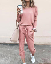 Load image into Gallery viewer, Plain Drawstring Casual Two-piece Outfits