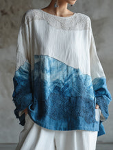 Load image into Gallery viewer, Vintage Marble Texture Collection Bohemia Women Style Gradient Gilded Pattern Linen T-shirt