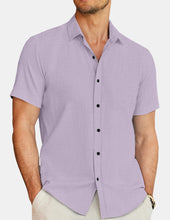 Load image into Gallery viewer, Men's Casual Cotton And Linen Solid Color Short-sleeved Shirts