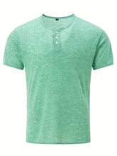 Load image into Gallery viewer, Men's Summer Solid Button Textured Short Sleeve Henley Shirt