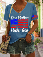 Load image into Gallery viewer, Women&#39;s One Nation Under God Print Casual T-Shirt