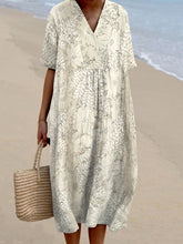 Load image into Gallery viewer, Elegant Floral Lace Art Linen Blend Dress