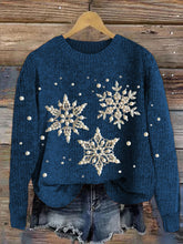 Load image into Gallery viewer, Snowflakes Pearls Jewelry Art Cozy Knit Sweater
