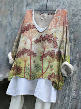 Load image into Gallery viewer, Retro Fanciful Garden Floral Embroidered Art Linen Blend Tunic