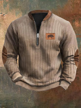 Load image into Gallery viewer, Men&#39;s Vintage Knit Print Zip-Up Sweatshirt