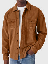 Load image into Gallery viewer, Men's Casual Corduroy Double Pocket Solid Color Long Sleeve Shirt