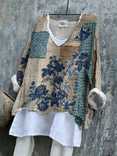 Load image into Gallery viewer, Floral Embroidered Japanese Sashiko Fiber Art Linen Blend Tunic
