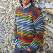 Load image into Gallery viewer, Vintage Rainbow Stripe Knit Jacquard Crew Neck Sweater（Unisex）