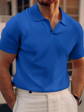 Load image into Gallery viewer, Men's waffle polo V-neck short sleeve t-shirt