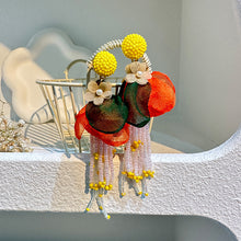Load image into Gallery viewer, Bohemian Tassel Handmade Fabric Flower Earrings