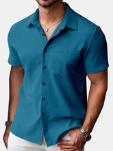 Load image into Gallery viewer, Men's Daily Simple Cotton And Linen Solid Color Short-sleeved Shirt