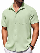 Load image into Gallery viewer, Men's Hawaiian Waffle Fabric Lapel Pocket Short Sleeve Shirt