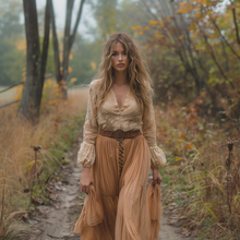 Load image into Gallery viewer, Women's Retro Country Pastoral Linen Style Long-sleeve Casual Maxi Long Dress