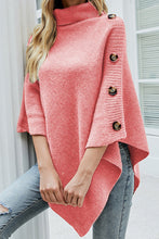 Load image into Gallery viewer, Solid Color Turtleneck Button-embellished Knitted Shawl Cape