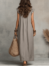 Load image into Gallery viewer, Bohemian Sleeveless Ruffle V-Neck Flowy Maxi Dress