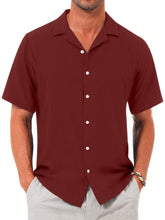 Load image into Gallery viewer, Men's Summer Solid Color Comfortable Puff Wrinkle Short Sleeve Shirt