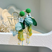 Load image into Gallery viewer, Bohemian Tassel Handmade Fabric Flower Earrings