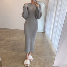 Load image into Gallery viewer, Temperament Round Neck Knitted Dress Two-Piece Set