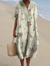 Load image into Gallery viewer, Women's Vintage Lovely Floral Art Print Casual Flowy Dress