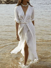 Load image into Gallery viewer, Women's Cotton And Linen Loose Solid Color Dress