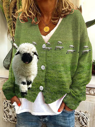 Greetings From The Stray Sheep Graphic Casual Cardigan