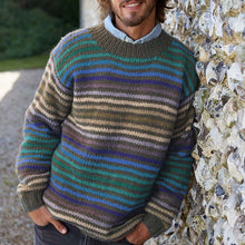 Load image into Gallery viewer, Vintage Rainbow Stripe Knit Jacquard Crew Neck Sweater（Unisex）