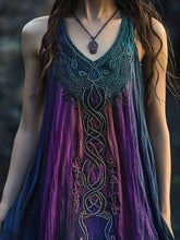 Load image into Gallery viewer, Vintage Celtic Mythology Gradient Lace Linen Tank Dress
