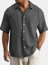 Load image into Gallery viewer, Men's Casual Summer 100% Cotton Solid Color Short Sleeve Shirt