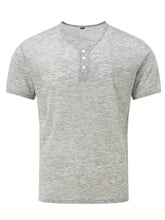 Load image into Gallery viewer, Men's Summer Solid Button Textured Short Sleeve Henley Shirt
