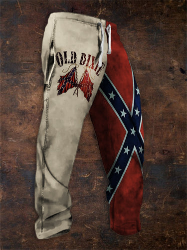 Men's Old Dixie Rebel Flag Contrast Comfy Sweatpants