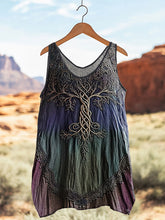 Load image into Gallery viewer, Women's Vintage Viking Tree Of Life Gradient Art Linen Tank Top